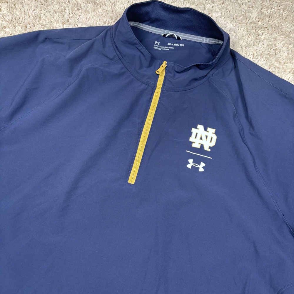 Under Armour Notre Dame Pullover Mens 2XL Navy Blue Quarter Zip Fighting Irish